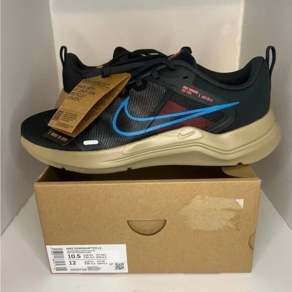 BRAND NEW Nike Downshifter 12 Men’s Dark Smoke Grey/Blue Sz 10.5 running shoes - Picture 1 of 8